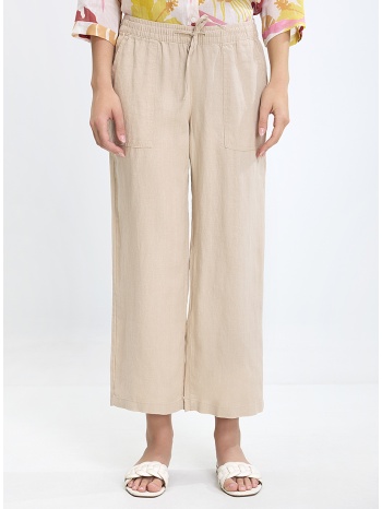 ariela montero γυναικείο παντελόνι wide fit λινό μπεζ σε προσφορά