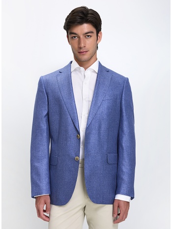 kaiserhoff ανδρικό σακάκι regular fit μετάξι μονόπετο μπλε