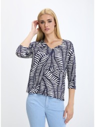 γυναικεία μπλούζα με μανίκια 3/4 all over print regular fit σε εμπριμέ μπλε