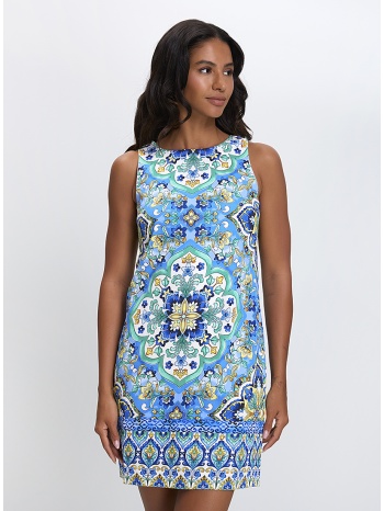 γυναικείο κοντό φόρεμα all over print με στρογγυλή σε προσφορά