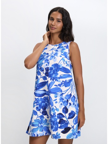 γυναικείο κοντό φόρεμα floral με στρογγυλή λαιμόκοψη σε προσφορά