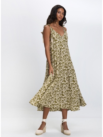 γυναικείο φόρεμα βαμβακερό all over print με δεσίματα στους σε προσφορά