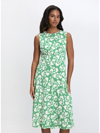 γυναικείο αμάνικο φόρεμα midi με floral μοτίβο regular fit σε προσφορά