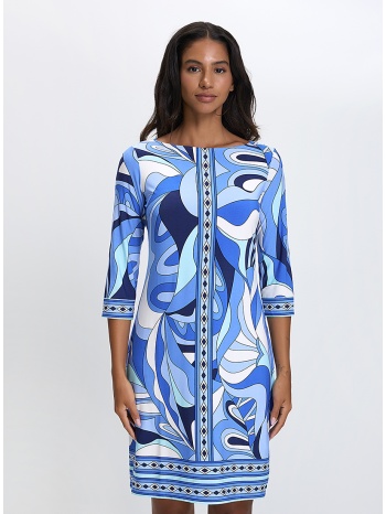 γυναικείο κοντό φόρεμα με γεωμετρικό print και μανίκι 3/4 σε προσφορά