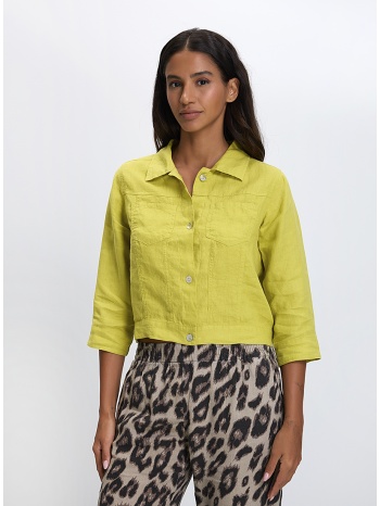 γυναικείο σακάκι regular fit λινό κοντό με τσέπες και 3/4 σε προσφορά