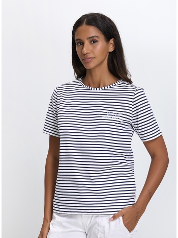 γυναικείο t-shirt βαμβακερό regular fit σε ριγέ μπλε/λευκό σε προσφορά