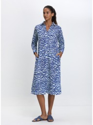 terre rouge γυναικείο σεμιζιέ φόρεμα βαμβακερό regular fit με ζωηρό μοτίβο