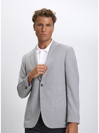 kaiser hoff ανδρικό σακάκι modern fit με μικροσχέδιο σε γκρι