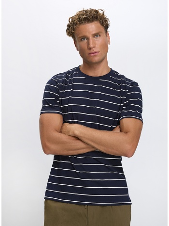 ανδρικό t-shirt regular fit βαμβακερό ριγέ με στρογγυλή σε προσφορά