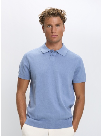 ανδρική πλεκτή polo μπλούζα regular fit βαμβακερή