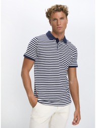 ανδρική polo μπλούζα regular fit ριγέ κοντομάνικη