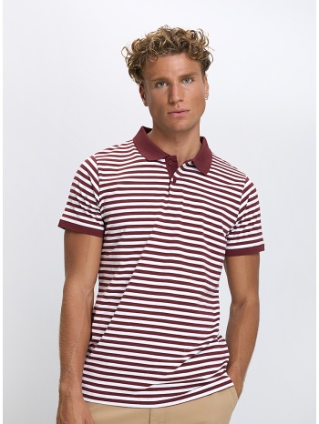 ανδρική polo μπλούζα regular fit ριγέ κοντομάνικη