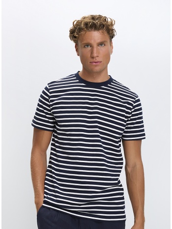 ανδρικό t-shirt regular fit βαμβακερό ριγέ με στρογγυλή σε προσφορά