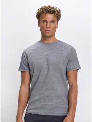 ανδρικό t-shirt βαμβακερό με μικροσχέδιο regular fit σε σκούρο μπλε