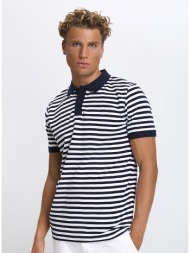 ανδρικό polo πικέ regular fit σε ριγέ μπλε