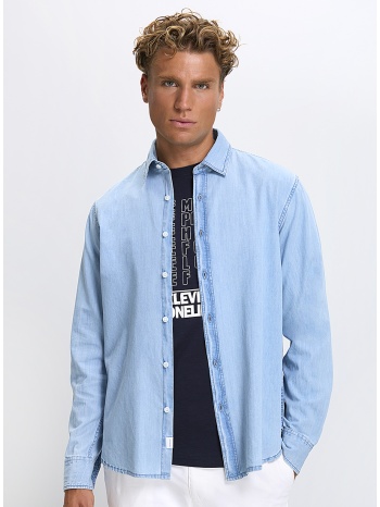 ανδρικό πουκάμισο βαμβακερό denim modern fit σε ανοιχτό μπλε σε προσφορά