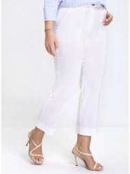 γυναικείο παντελόνι regular fit με ίσια γραμμή και ψηλόμεσο κόψιμο λευκό