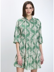 pennyblack γυναικείο σεμιζιέ regular fit βαμβακερό με κοντά μανίκια και τροπικό μοτίβο