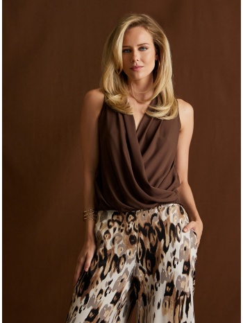 enzzo μπλούζα zeya - καφέ σε προσφορά