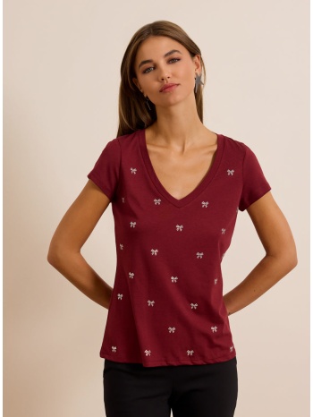 enzzo μπλούζα βow - μπορντό σε προσφορά