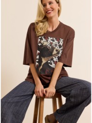 enzzo t-shirt dodie - καφέ