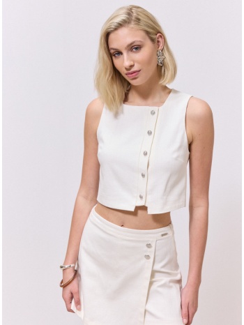 enzzo γιλέκο cropped gracie - λευκό