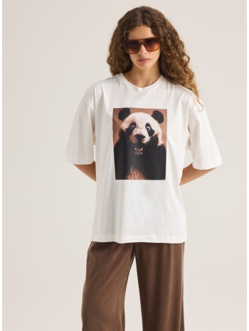 enzzo t-shirt panda - εκρού