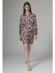 εμπριμέ σταυρωτό μίνι φόρεμα σατινέ