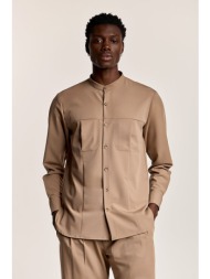 μπέζ μαό πουκάμισο με τσέπες και πιέτα