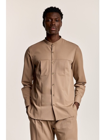 μπέζ μαό πουκάμισο με τσέπες και πιέτα