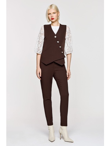 καφέ υφασμάτινο office παντελόνι