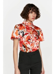 εμπριμέ σατινέ πουκάμισο ...