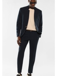 μαύρο σακάκι μονοκούμπι με μάο γιακά εκρού