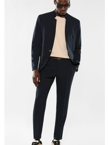 μαύρο σακάκι μονοκούμπι με μάο γιακά εκρού