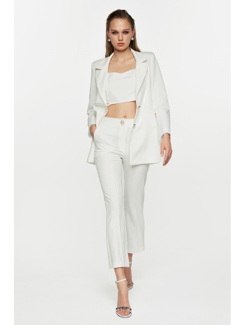 λεύκο σακάκι με πέρλα κουμπιά ρόζ