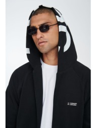 μαύρη φούτερ ζακέτα με κουκούλα