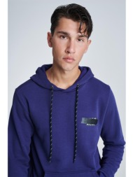 μώβ φούτερ με ανάγλυφο νέον λογότυπο