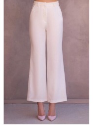 λευκή υφασμάτινη ψηλόμεση παντελόνα