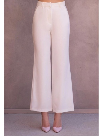 λευκή υφασμάτινη ψηλόμεση παντελόνα