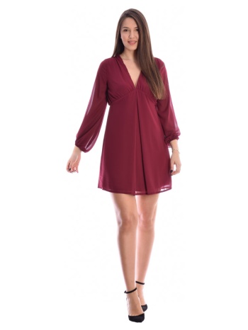 μπορντό μίνι φόρεμα μακρυμάνικο σε προσφορά