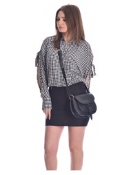 μαύρη μίνι φούστα με διπλό φερμουάρ