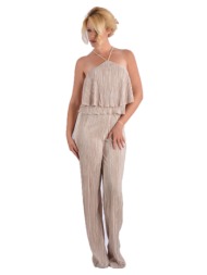 μπέζ αμάνικο πλισέ τοπ