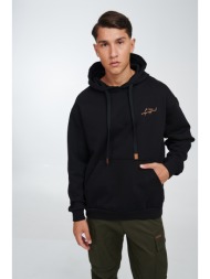 μαύρη φούτερ με κουκούλα και κέντημα