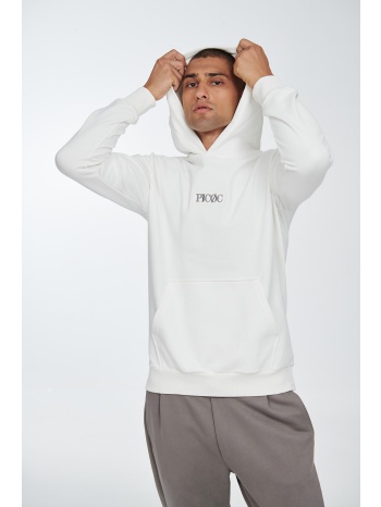 φούτερ με κουκούλα, τσέπες στη μέση και κέντημα λευκό σε προσφορά