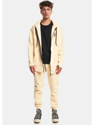 σαμπανιζέ ασύμμετρη ζακέτα με κουκούλα και χνούδι