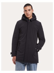 σκούρο μπλέ μπουφάν με αποσπώμενη κουκούλα