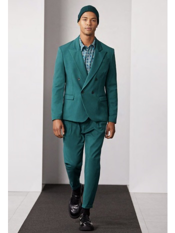 υφασμάτινο παντελόνι με λάστιχο και ρεβέρ σκούρο μπλέ σε προσφορά