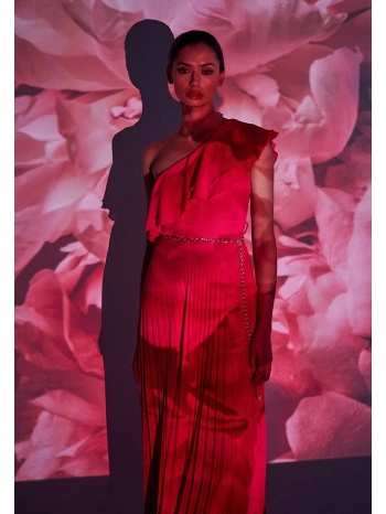 φουξ πλισέ maxi φόρεμα