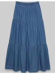 maxi denim / jeans φούστα με λάστιχο