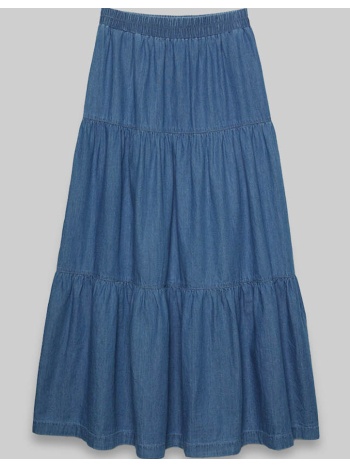 maxi denim / jeans φούστα με λάστιχο